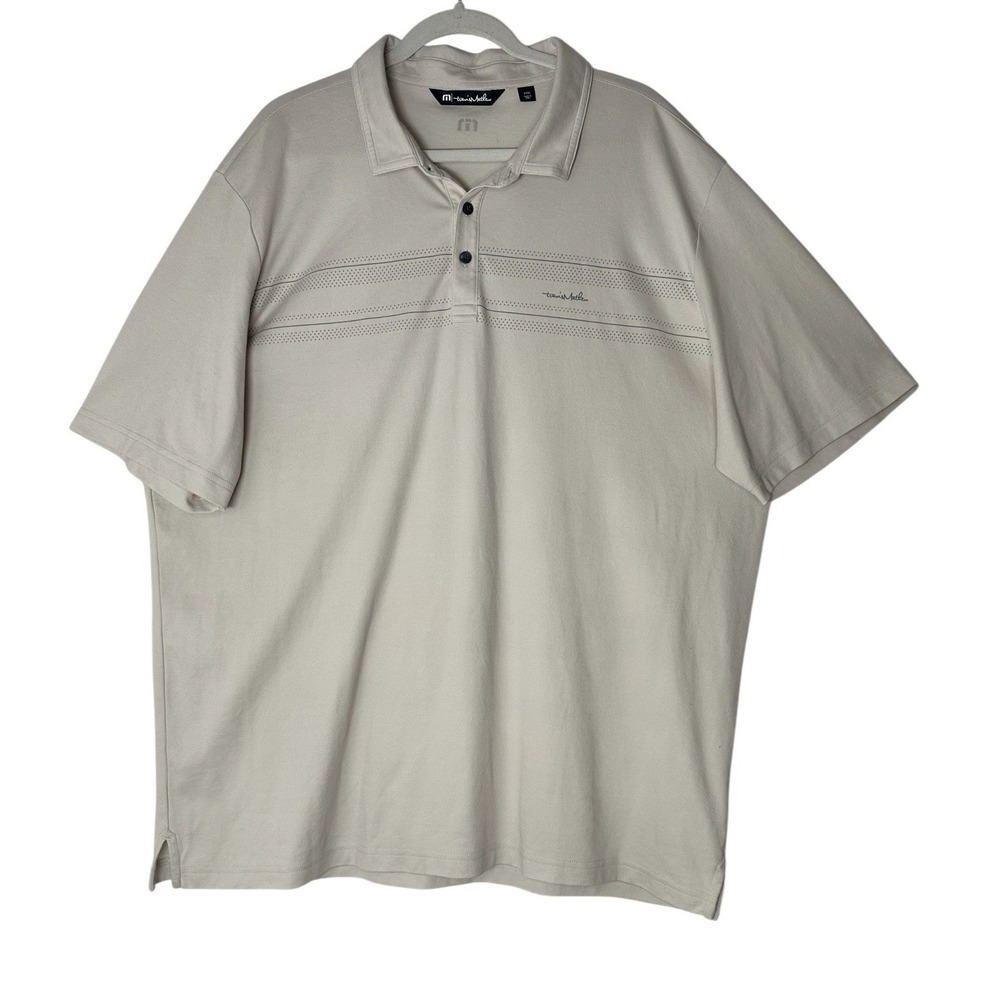 Travis Mathew Polo Shirt Men's 3XL Beige Short Sleeve Golf Stretch
